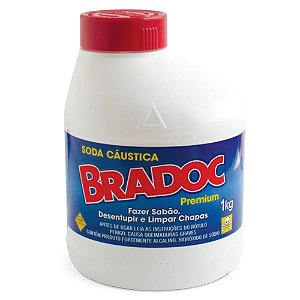 SODA CÁUSTICA 99% DE PUREZA BRADOC GRANULADO 1KG - NOBEL DO BRASIL