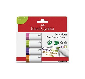 MARCADOR PARA QUADRO BRANCO COLORIDO C/4 UNIDADES - FABER-CASTELL