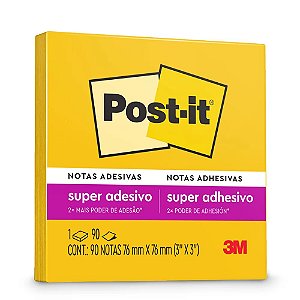 BLOCO ADESIVO POST-IT 654 76MMX76MM AMARELO SOL 90 FLS - 3M