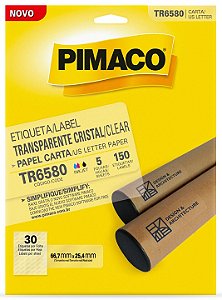 ETIQUETA CARTA TR6580 TRANSPARENTE CRISTAL 5 FOLHAS - PIMACO