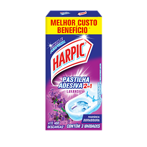 HARPIC PASTILHA ADESIVA 2 EM 1 LAVANDA C/3 UNIDADES - RECKITT BENCKISER