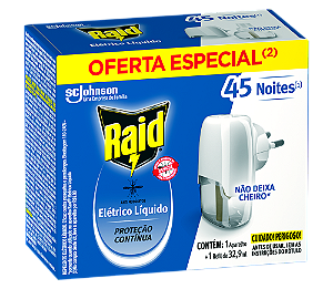 RAID ELÉTRICO LÍQUIDO 45 NOITES APARELHO + REFIL 32,9ML