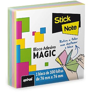 BLOCO ADESIVO 76MMX76MM MAGIC 4 CORES STICK NOTE 100 FLS - SPIRAL