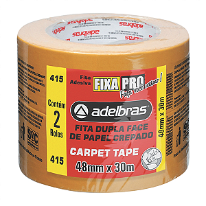 FITA ADESIVA DUPLA FACE CARPET TAPE "FIXA PRO" 48MMX30M C/2 UNIDADES - ADELBRAS