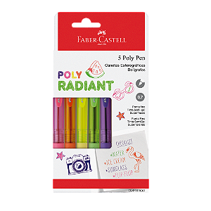 CANETA ESFEROGRÁFICA POLY PEN 0.7MM RADIANT COLORS 5 CORES - FABER-CASTELL