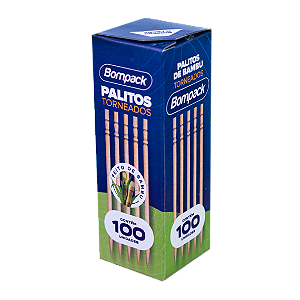 PALITO TORNEADO BAMBU C/100 UNIDADES - BOMPACK