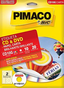 ETIQUETA CARTA CD10G BRILHANTE CD & DVD 10 FOLHAS - PIMACO