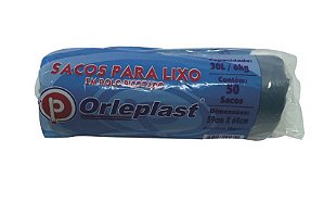 SACO PARA LIXO EM ROLO PICOTADO 30 LITROS AZUL C/50 UNIDADES - ORLEPLAST