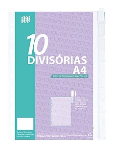 DIVISÓRIA 10 DIVISÕES A4 VISOR TRANSPARENTE 10INTBA CRISTAL - YES