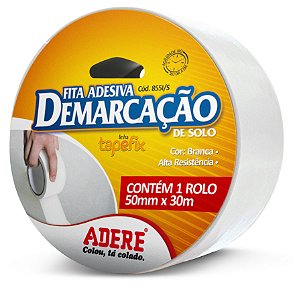 FITA ADESIVA DEMARCAÇÃO DE SOLO 50MMX30M BRANCA - ADERE