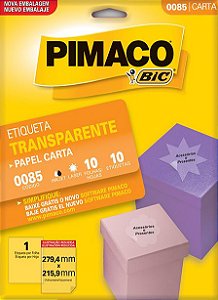 ETIQUETA CARTA 0085 TRANSPARENTE 10 FOLHAS - PIMACO