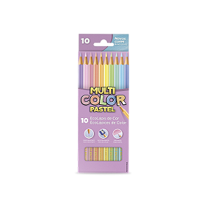 LÁPIS DE COR 10 CORES TONS PASTEL - MULTICOLOR