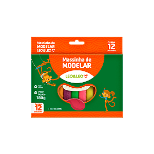 MASSINHA DE MODELAR 180G 12 CORES - LEO&LEO