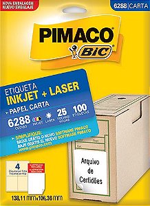 ETIQUETA CARTA 6288 25 FOLHAS - PIMACO