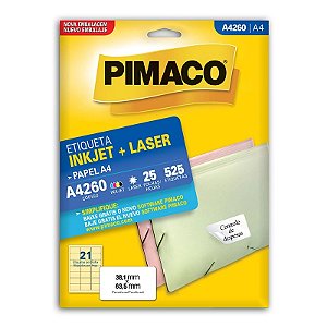 ETIQUETA A4 A4260 25 FOLHAS - PIMACO