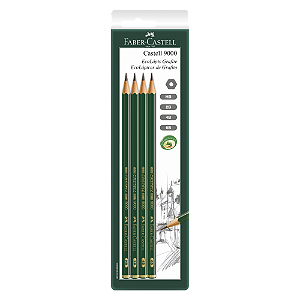 LÁPIS GRAFITE CASTELL 9000 HB 2B 4B 6B SEXTAVADO C/4 UNIDADES - FABER-CASTELL
