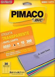 ETIQUETA CARTA 0080 TRANSPARENTE 10 FOLHAS - PIMACO