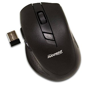 MOUSE ÓTICO SEM FIO USB 5 BOTÕES PRETO - MAXPRINT