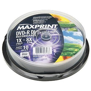 DVD+R DL GRAVÁVEL 8.5GB BULK C/10 UNIDADES - MAXPRINT