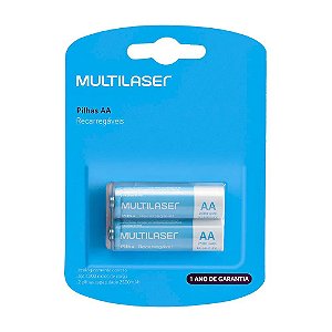 PILHA RECARREGÁVEL AA 2500mAh CB053 C/2 UNIDADES - MULTILASER