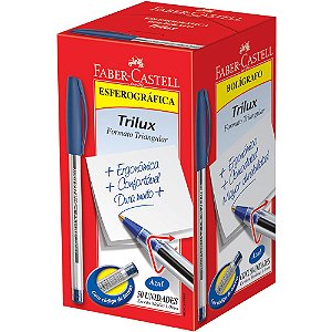 CANETA ESFEROGRÁFICA TRILUX 032 MÉDIA AZUL C/50 UNIDADES - FABER-CASTELL