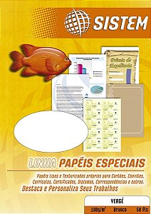 PAPEL VERGÊ A4 180 G/M² BRANCO C/50 FLS - SISTEM