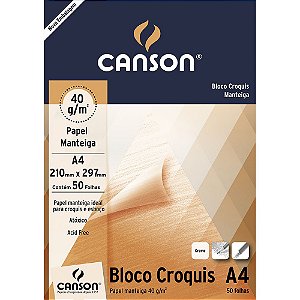 BLOCO CROQUIS A4 40 G/M² MANTEIGA C/50 FLS - CANSON