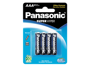 PILHA COMUM AAA PALITO C/4 UNIDADES - PANASONIC