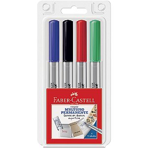 MARCADOR MULTIUSO PERMANENTE 1.0MM 4 CORES - FABER-CASTELL