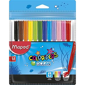 CANETA HIDROGRÁFICA COLOR'PEPS OCEAN 12 CORES - MAPED