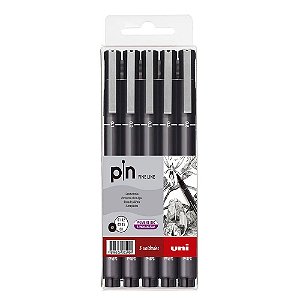 CANETA PIN FINE LINE PRETA C/5 UNIDADES - UNI-BALL