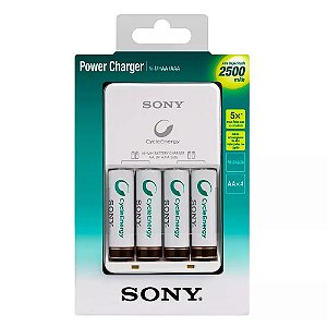 CARREGADOR DE PILHA RECARREGÁVEL PREMIUM 2.500mAh BCG34HH4GN/CBR4 C/4 PILHAS - SONY