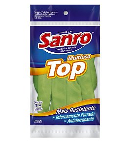 LUVA DE LÁTEX TOP MULTIUSO MÉDIA VERDE - SANRO