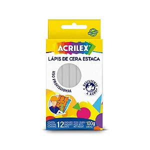 LÁPIS DE CERA ESTACA 519 BRANCO C/12 UNIDADES - ACRILEX
