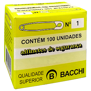 ALFINETE DE SEGURANÇA N° 1 NIQUELADO C/100 UNIDADES - BACCHI