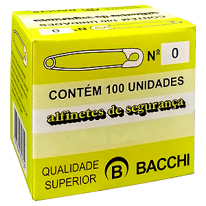 ALFINETE DE SEGURANÇA N° 0 NIQUELADO C/100 UNIDADES - BACCHI