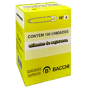 ALFINETE DE SEGURANÇA N° 4 NIQUELADO C/100 UNIDADES - BACCHI