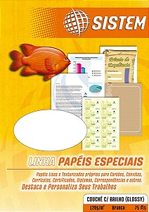 PAPEL COUCHÊ A4 BRILHO DUPLA FACE 120 G/M² BRANCO C/75 FLS - SISTEM