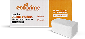 PAPEL TOALHA INTERFOLHA FOLHA DUPLA C/2000 FOLHAS - ECOPRIME