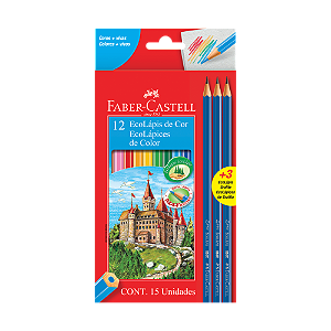 LÁPIS DE COR 120112+3GR SEXTAVADO 12 CORES - FABER-CASTELL