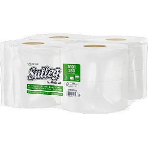PAPEL HIGIÊNICO ROLÃO FOLHA DUPLA 10CMX250M C/8 UNIDADES - SULLEG