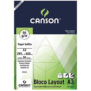 BLOCO LAYOUT A3 90 G/M² BRANCO C/50 FLS - CANSON