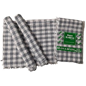 PANO DE CHÃO ALVEJADO XADREZ 68X44 C/3 UNIDADES - OURO BRANCO