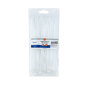 ABRAÇADEIRA DE NYLON 150MMX2,5MM BRANCA C/100 UNIDADES - BRW