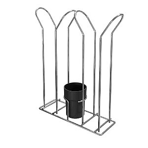 CONJUNTO ORGANIZADOR PARA COPOS DESCARTÁVEIS CROMADO/PRETO - STOLF