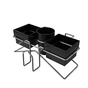 CONJUNTO ORGANIZADOR PARA CHÁ/CAFÉ COM PORTA GUARDANAPO CROMADO/PRETO - STOLF