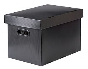 CAIXA ORGANIZADORA PP CORRUGADO C/10 PASTAS SUSPENSAS PRETA - POLYCART