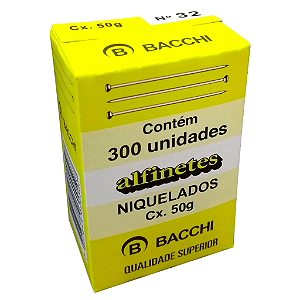 ALFINETE DE AÇO Nº 32 NIQUELADO 50G - BACCHI