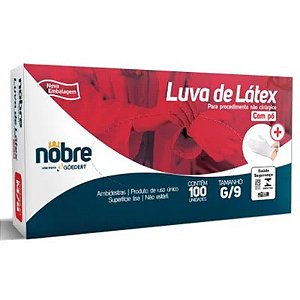 LUVA DE LÁTEX COM PÓ GRANDE C/100 UNIDADES - NOBRE