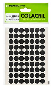 ETIQUETA MULTIUSO Ø13 6021PR PRETA 6 FLS - COLACRIL